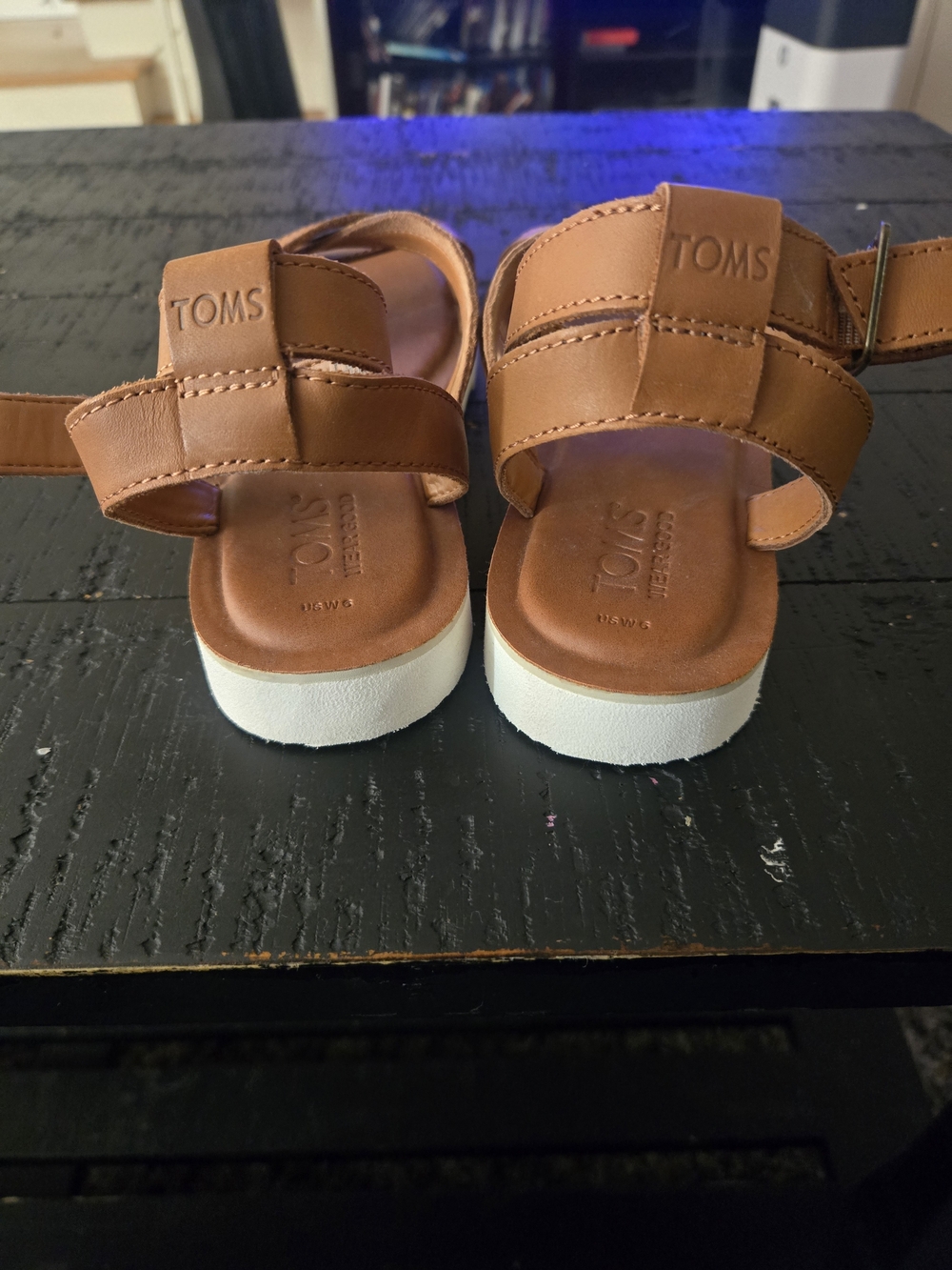 TOMS Rory Tan Leather Suede Sandals Women's - Picture 3 of 7